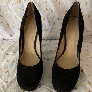 New Nine West 5" Black Suede Platform Heels 9M